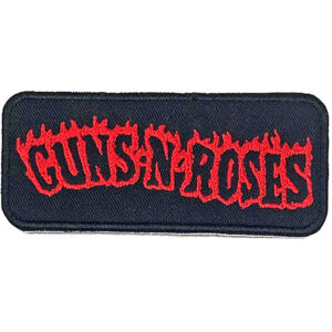 Малка везана рок нашивка Guns N' Roses с червено лого и пламъци