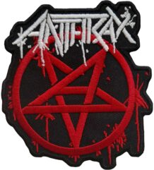 Оригинална бродирана метъл нашивка Anthrax с червена пентаграма