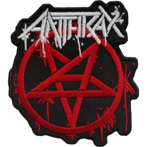 Оригинална бродирана метъл нашивка Anthrax с червена пентаграма