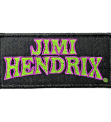 Оригинална везана рок нашивка Jimi Hendrix с неоново зелен надпис