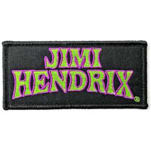 Оригинална везана рок нашивка Jimi Hendrix с неоново зелен надпис
