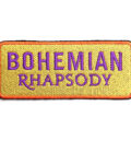 Оригинална везана рок нашивка Queen с надпис Bohemian Rhapsody в лилаво и златно