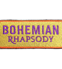 Оригинална везана рок нашивка Queen с надпис Bohemian Rhapsody в лилаво и златно
