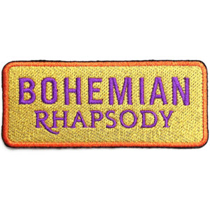 Оригинална везана рок нашивка Queen с надпис Bohemian Rhapsody в лилаво и златно
