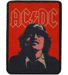 Оригинална принтирана нашивка AC/DC с Ангъс Йънг на червен фон