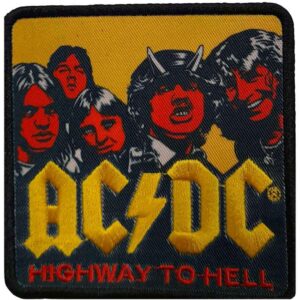 Квадратна бродирана метъл нашивка AC/DC Highway to Hell с бандата