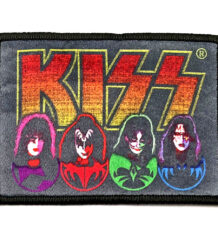Цветна лицензирана нашивка на KISS с портрети на бандата на тъмен фон