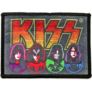 Цветна лицензирана нашивка на KISS с портрети на бандата на тъмен фон