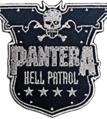 Метъл нашивка Pantera Hell Patrol със сребърна бродерия и череп
