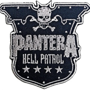 Метъл нашивка Pantera Hell Patrol със сребърна бродерия и череп