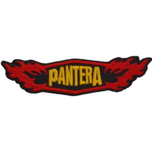 Малка оригинална метъл нашивка Pantera Logo с червени пламъци