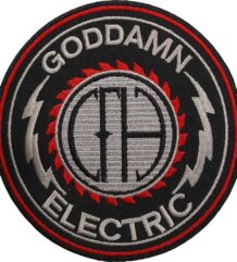 Кръгла метъл нашивка Pantera Goddamn Electric с CFH лого и светкавици