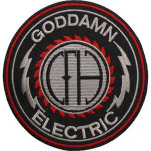 Кръгла метъл нашивка Pantera Goddamn Electric с CFH лого и светкавици