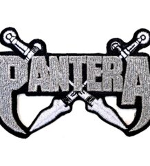 Метъл нашивка на Pantera със сребърна бродерия и ками