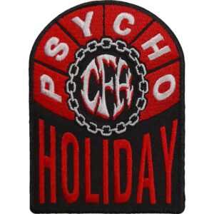 лицензирана нашивка на Pantera Черно-червена везана нашивка на Pantera с надпис Psycho Holiday и верига