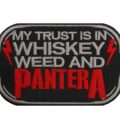 Метъл нашивка Pantera Whiskey Weed с бродиран надпис и светкавици
