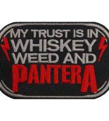 Метъл нашивка Pantera Whiskey Weed с бродиран надпис и светкавици