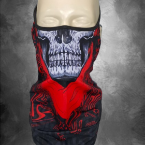 Балаклава за мотор Skull Face Red с червени елементи и череп