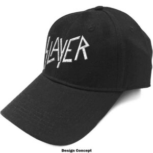 Оригинална мъжка бейзболна шапка Slayer черна със сребрист лъскав надпис