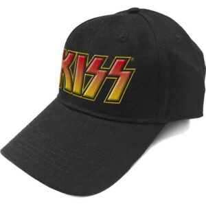 Оригинална черна шапка с козирка мъжка KISS с огнено лого
