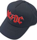 Оригинална лятна шапка с козирка AC/DC с червена 3D бродерия и мрежа