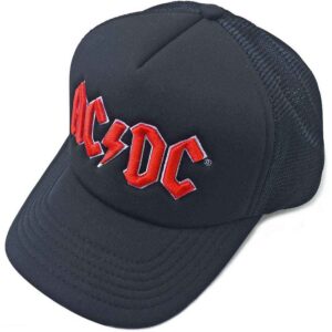 Оригинална лятна шапка с козирка AC/DC с червена 3D бродерия и мрежа