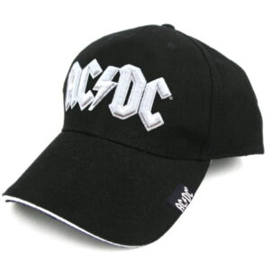 Оригинална мъжка бейзболна шапка AC/DC черна с бяла 3D бродерия на логото