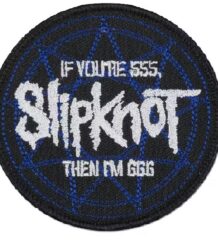 Кръгла метъл нашивка Slipknot 555 666 с бродирана синя нонаграма