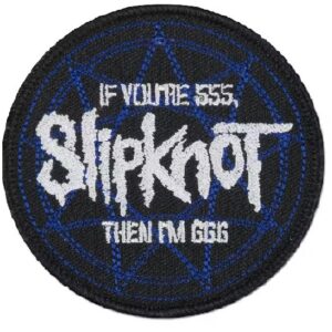 Кръгла метъл нашивка Slipknot 555 666 с бродирана синя нонаграма