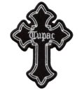 Хип хоп нашивка 2Pac Cross с бяла бродерия на черен фон