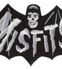 Пънк нашивка Misfits Bat Logo със сребърен череп