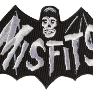 Пънк нашивка Misfits Bat Logo със сребърен череп