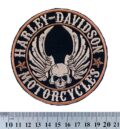 Кръгла рокерска нашивка за елек Harley-Davidson с череп и крила