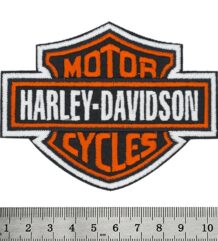 Рокерска нашивка Harley-Davidson Cycles в оранжево черно и бяло