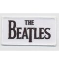 Бродирана рок нашивка The Beatles с черно лого на бял фон