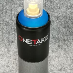 Професионален флуоресцентен син спрей за графити Onetake Blue Fluorescent с жълта дюза за рисуване