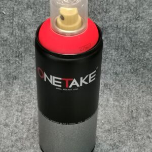 Професионален флуоресцентен спрей за графити Onetake Red Fluorescent с жълта дюза за рисуване
