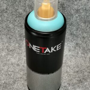 Спрей за графити Light Turquoise OneTake във флакон със светлотюркоазен пръстен около дюзата.