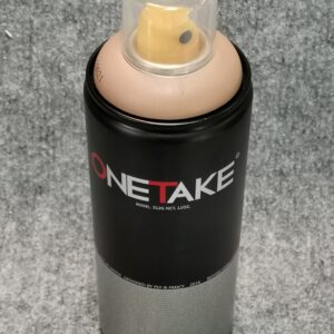 Спрей за графити Medium Brown OneTake във флакон със светлокафяв пръстен около дюзата.
