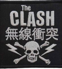 Квадратна пънк нашивка The Clash с череп, кости и йероглифи