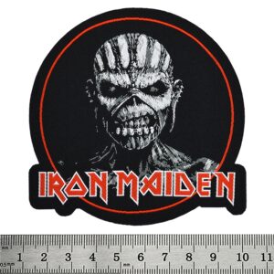 Кръгла везана метъл нашивка Iron Maiden с талисмана Eddie