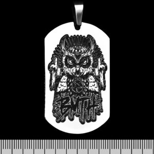Медальон Bring Me The Horizon от медицинска стомана с гравирана сова и лого BMTH