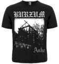 Черна блек метъл тениска Burzum Aske с бяла щампа на изгоряла църква