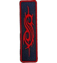 Вертикална бродирана метъл нашивка Slipknot с червено "S" лого