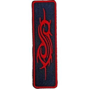 Вертикална бродирана метъл нашивка Slipknot с червено "S" лого