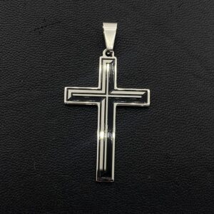 Медальон кръст от медицинска стомана с черни детайли