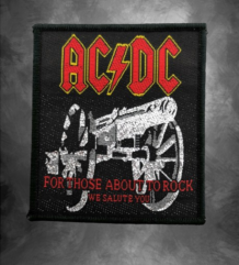 Бродирана рок нашивка AC/DC – For Those About to Rock с оръдие и лого