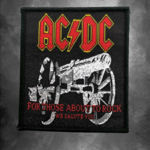 Бродирана рок нашивка AC/DC – For Those About to Rock с оръдие и лого