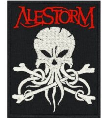 Оригинална бродирана метъл нашивка Alestorm с череп, пипала и червено лого