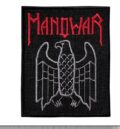 Бродирана метъл нашивка Manowar – Eagle Logo със сребрист орел и червено лого